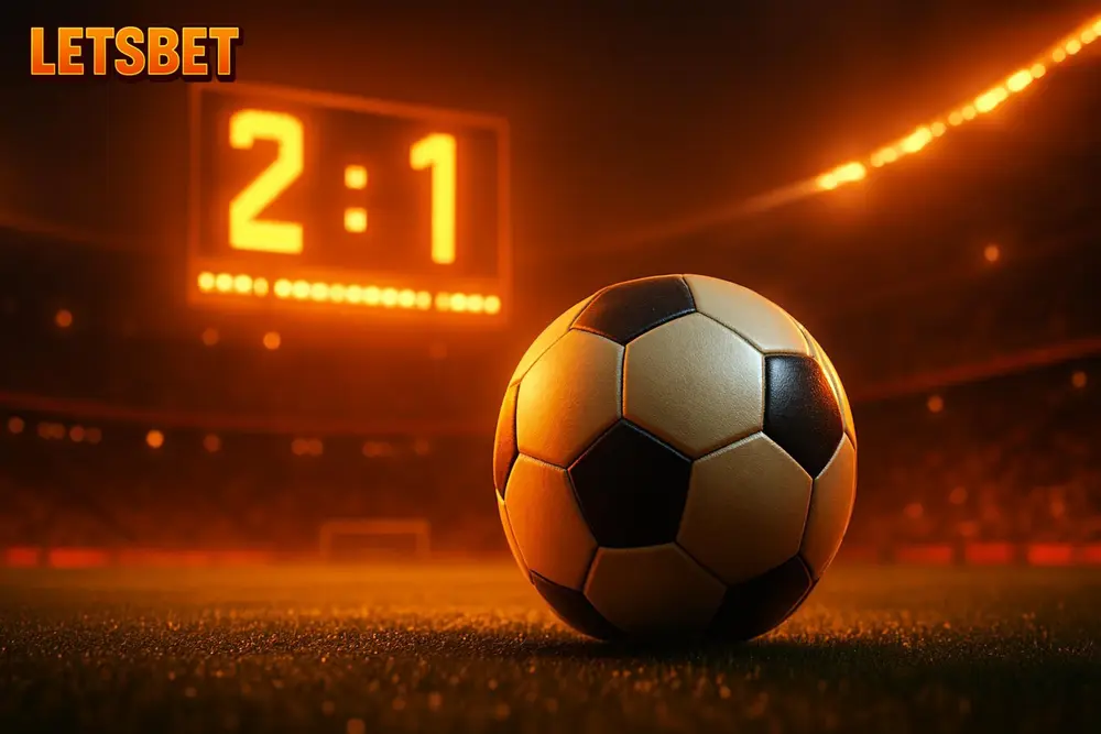 LETSBET Football Betting โ a stadium scene with a football and glowing scoreboard LETSBET Football Betting โ a stadium scene with a football and glowing scoreboard